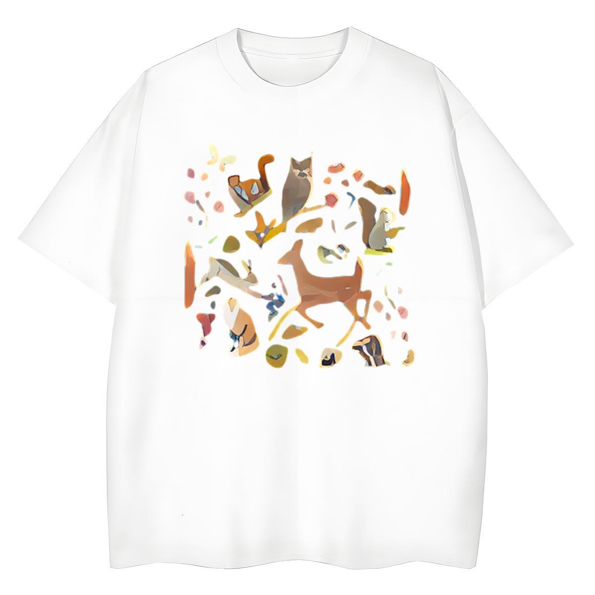 Unisex Man T Shirts Deer Short Sleeve O-Neck Daily Outfit Custom Print Plus Size 230g Pure Cotton Mens Tshirts Factory Direct Clothes