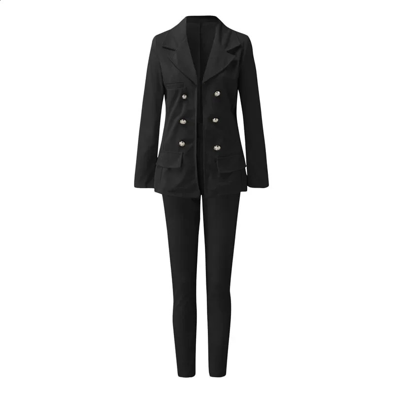 Women Two Pieces Pant Sets Formal Business Double Breasted Blazers Jacket Pants 2 Piece Set Elegant Ladies Suits Office Lady 240814