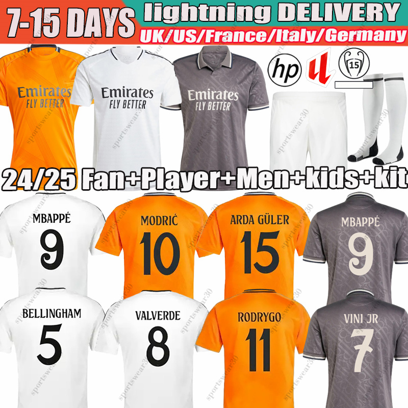 real 24/25 camiseta madrids Soccer jerseys #9 MBAPPE BELLINGHAM VINI JR jersey 2025 football Valverde Endrick RODRYGO MODRIC Arda Guler Camavinga kids adults kits