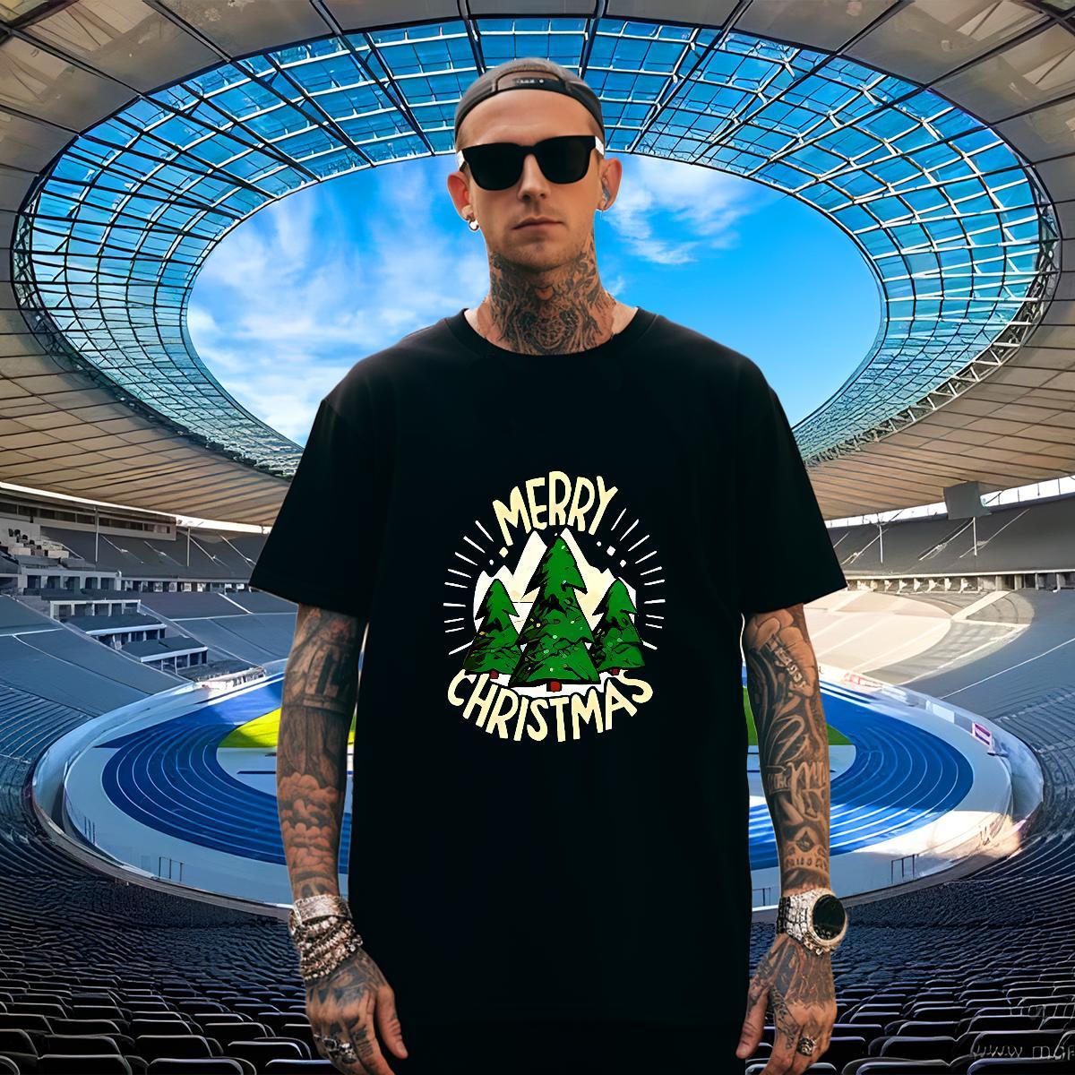 TOP Quality T-Shirts Christmas Breathable Short Sleeve Outdoor Anime 230g 100% Cotton Couples T Shirts Fashion Casual Clothes