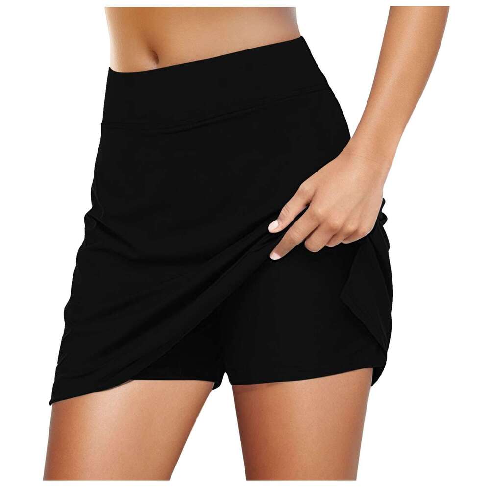 Women's Skirts Casual Solid Tennis Yoga Sport Active Skirt Elastic Waist Leisure Temperament Clothes for Women