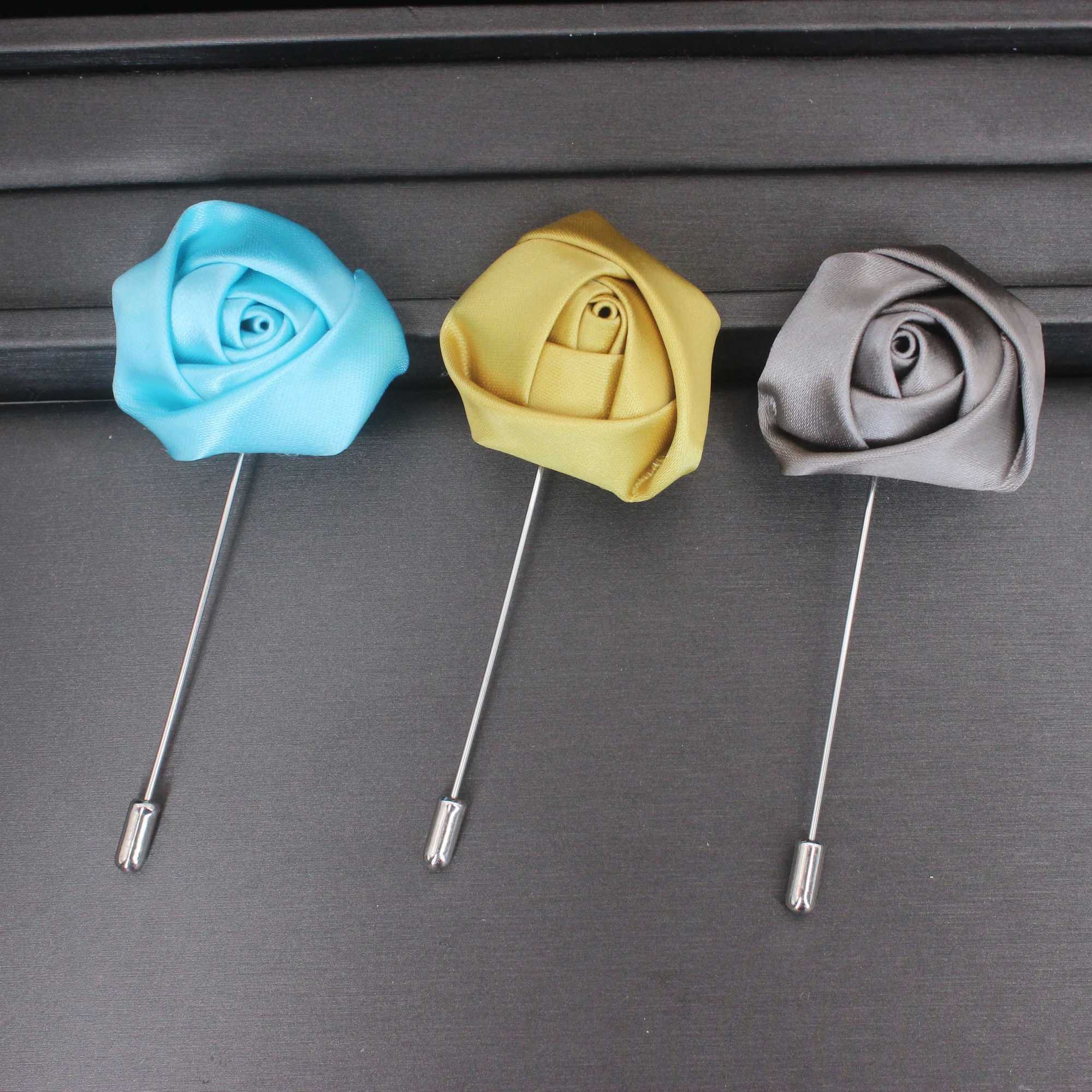 12 pieces/batch handmade fabric rose brooches suitable for mens clothing and accessories fashion sets flower pins and brooches 18 colors W240815