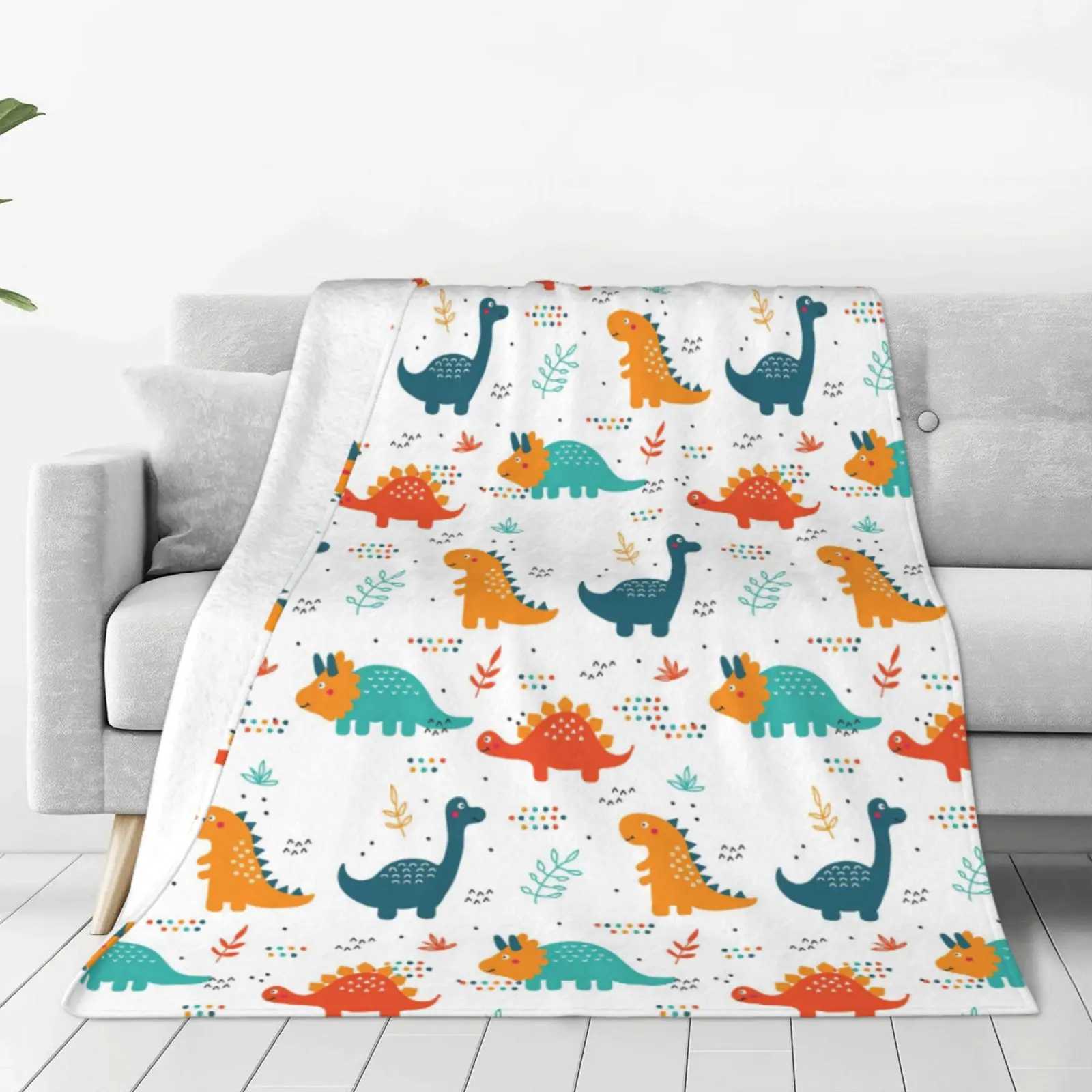 Cartoon Dinosaur Throw Blanket Soft Flannel Blanket for Chair Travelling Camping Kids Adults Bed Couch Cover Winter Nap Blanket Y240815