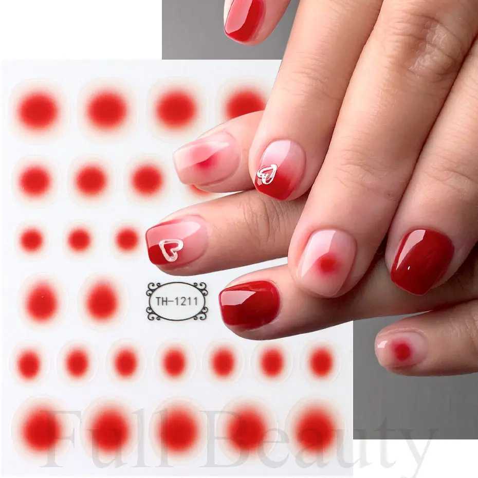 Gradient Blush Nail Sticker 3D Aura Red Blue Dizzy Powder Blusher Nail Decals Halo Dye Jelly French Ombre Manicure DecorationsXJ240814