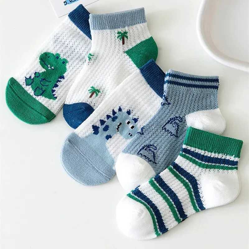 5 pairs of childrens socks summer cotton boys and girls socks cute breathable cartoon childrens socks thin casual socks W240814