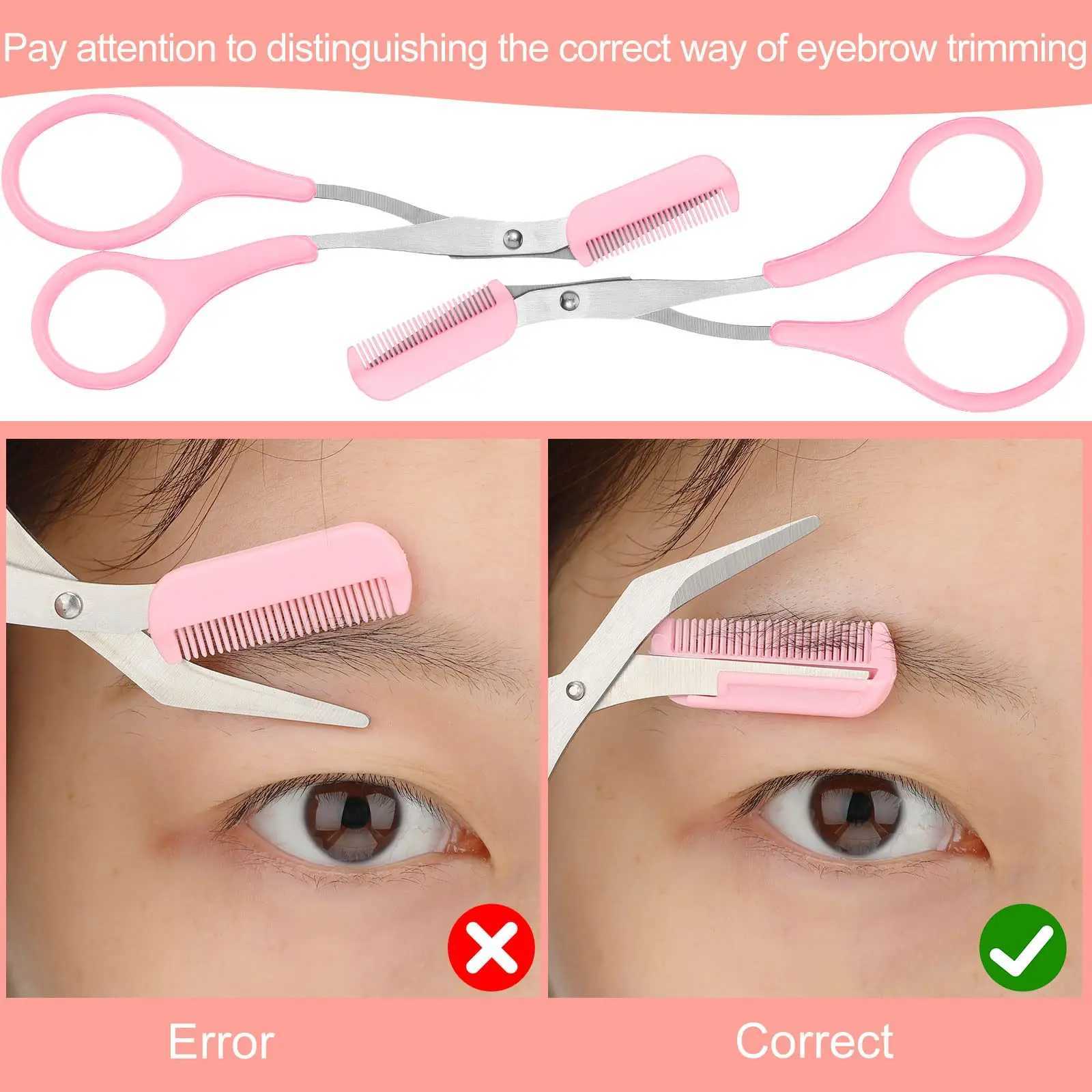 Eyebrow Trimming Clipper with Comb Eyebrow Shape Cutting Clipper Anti slip Finger Clip Hair Removal Beauty Accessories W240814