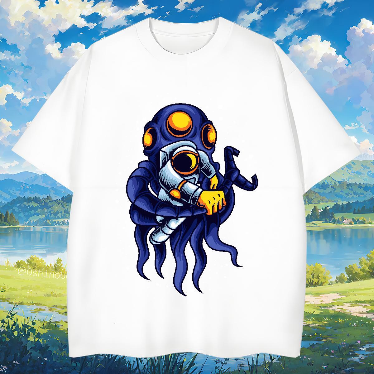T-Shirts for Men 230g Cotton universe High Street Hip Hop Crew Neck Black White Men Clothes T-Shirt Designer Fashion Soft Clothings