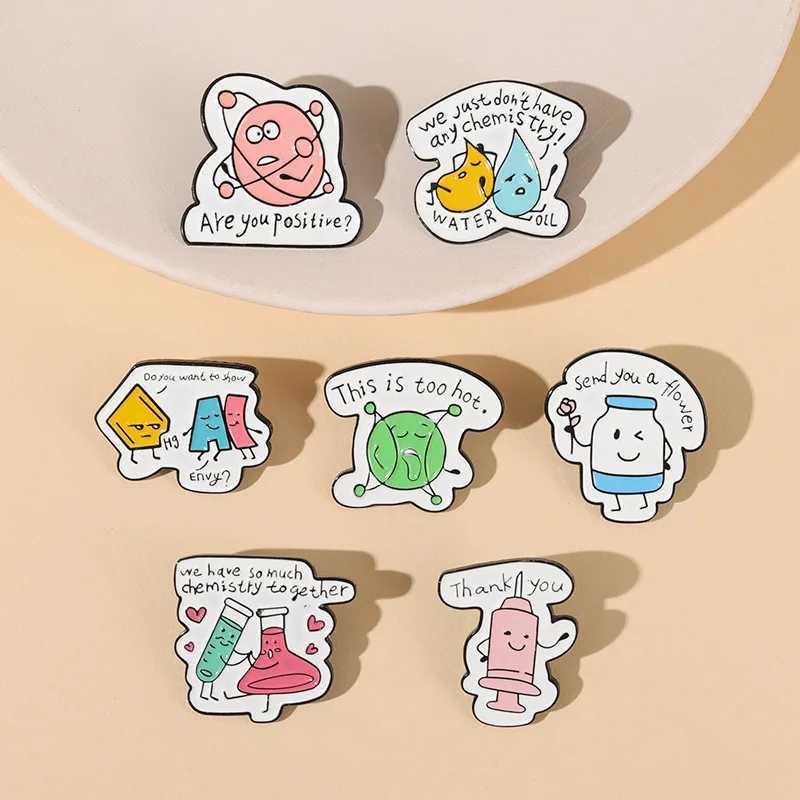 Chemical laboratory tools enamel pins beaver testing tubes molecular loops lapels badges backpacks cute cartoon jewelry gifts wholesale W240815
