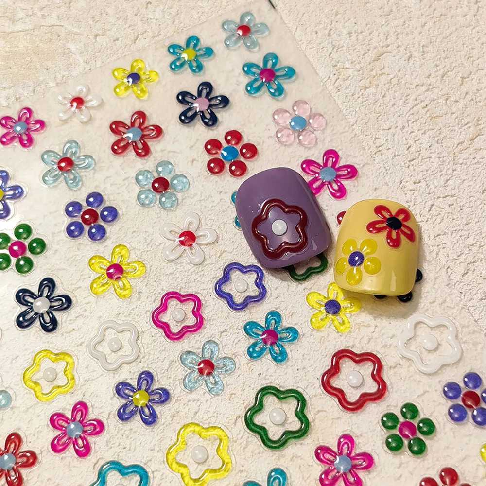 1pc 5D Stars Jelly Nail Sticker Y2K Lovely Color Jelly Self Adhesive Nail Art Sticker Decals Cute Flowers Manicure Decals DecorXJ240814