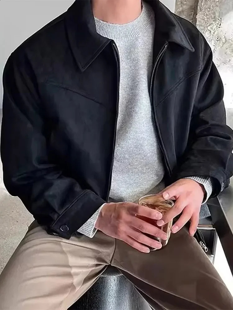Fashion Lapel Zipper Mens Short Pilot Jackets 240814