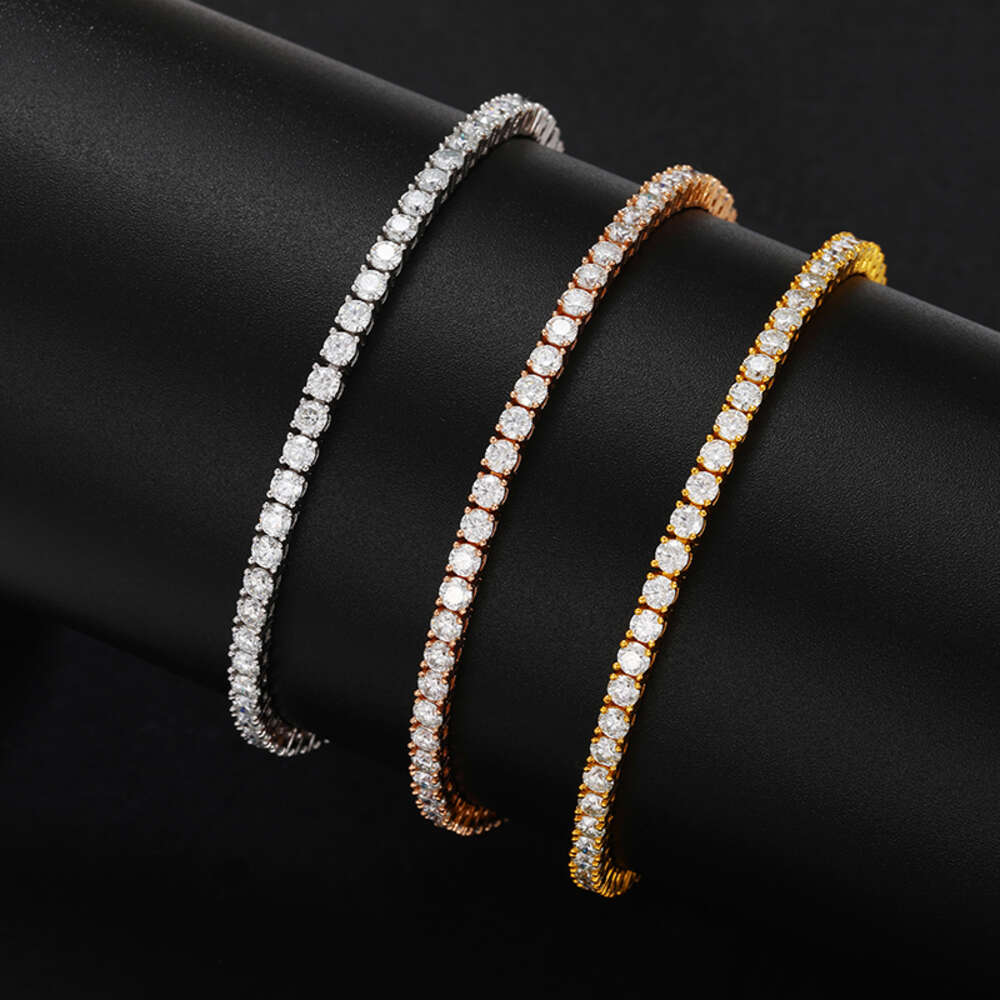 Drop Shipping 7 Days Fast Delivery Women Jewelry 3Mm Sterling Sier VVS Moissanite Tennis Chain Bracelet