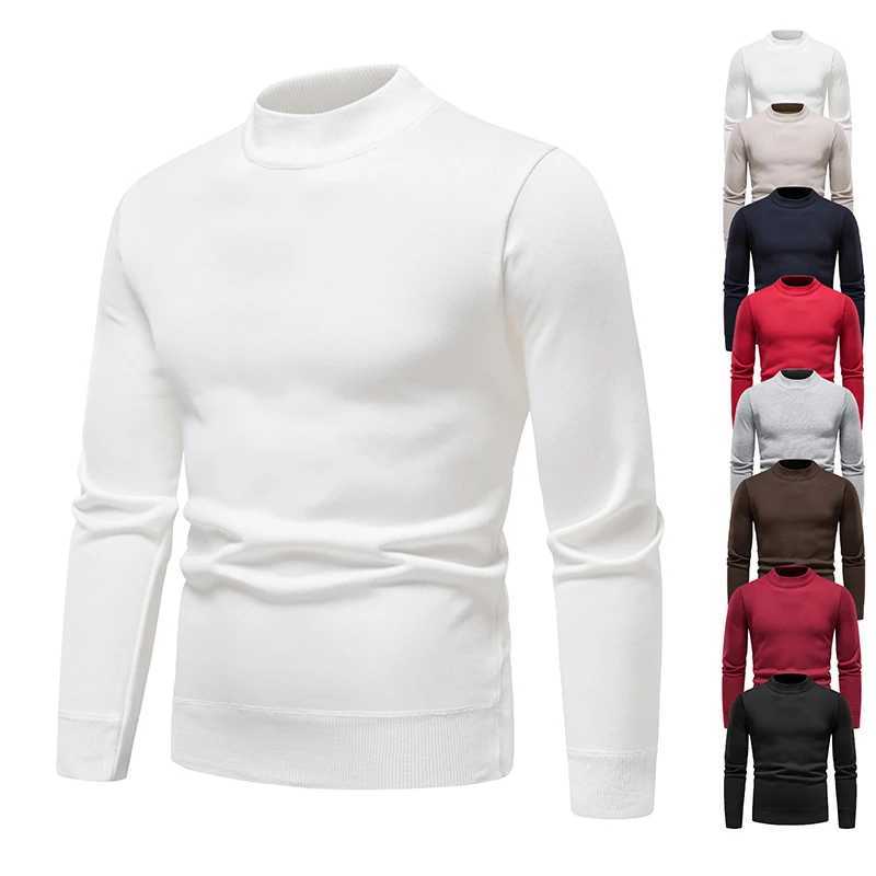 Sweater Men Autumn Winter Jumper Fleece Thickened New Korean Knitwear O-neck Solid White Black Cold Blouse Bottom Shirt ClothesXJ240814