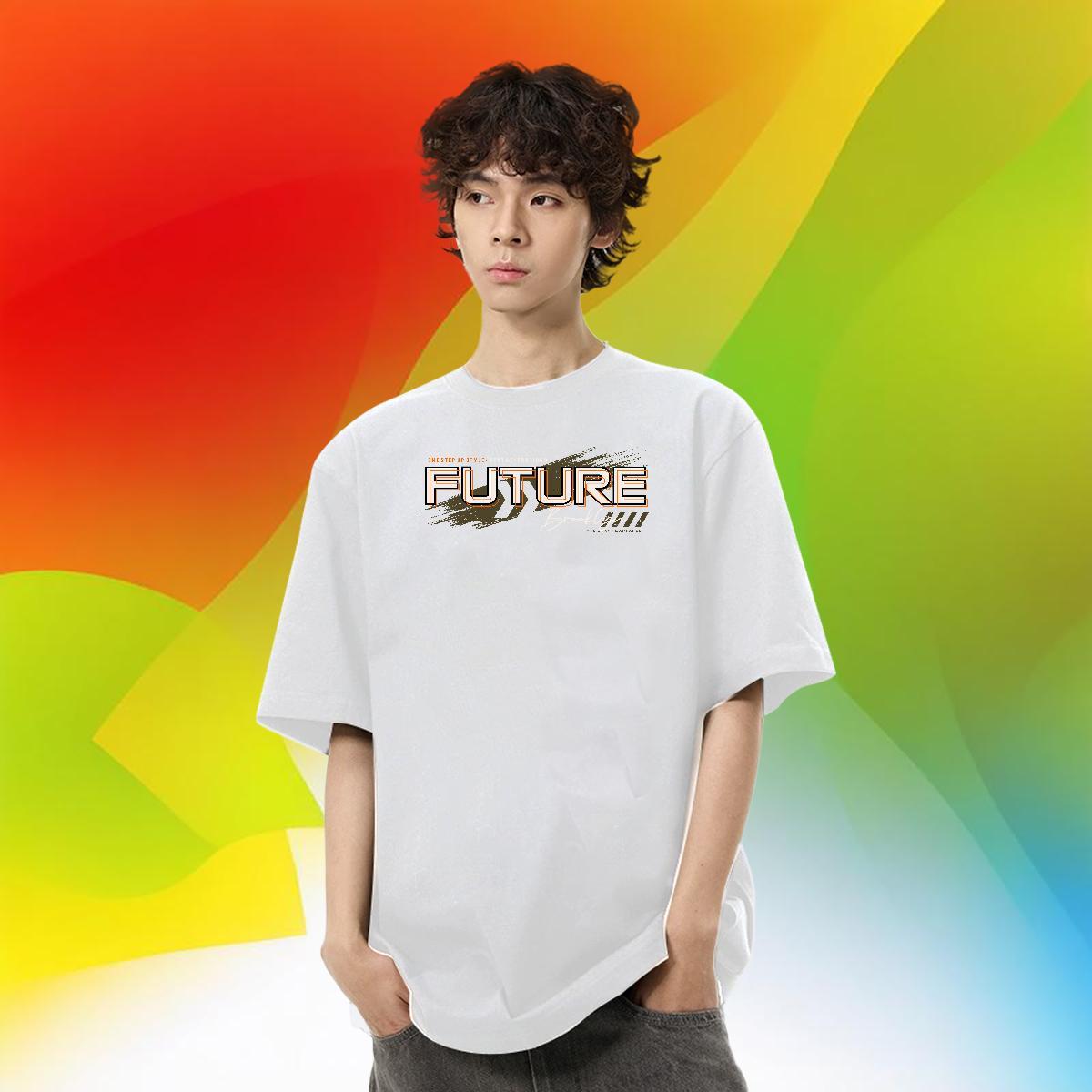 Loose Fit Couples T Shirts Daily Outfit 230g 100% Cotton DIY Logo Oversized Crew Neck letter T shirt 2024 New Tops
