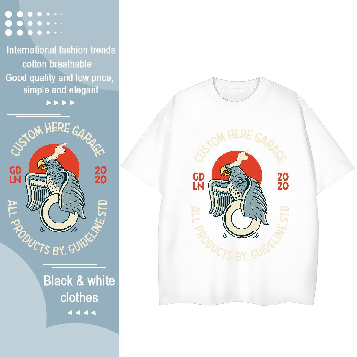 Cool Mens T Shirts eagle Breathable Short Sleeve Anime Printing Street Graphic 230g Pure Cotton Men Clothes T-Shirt Fashion Design Tops Shirt