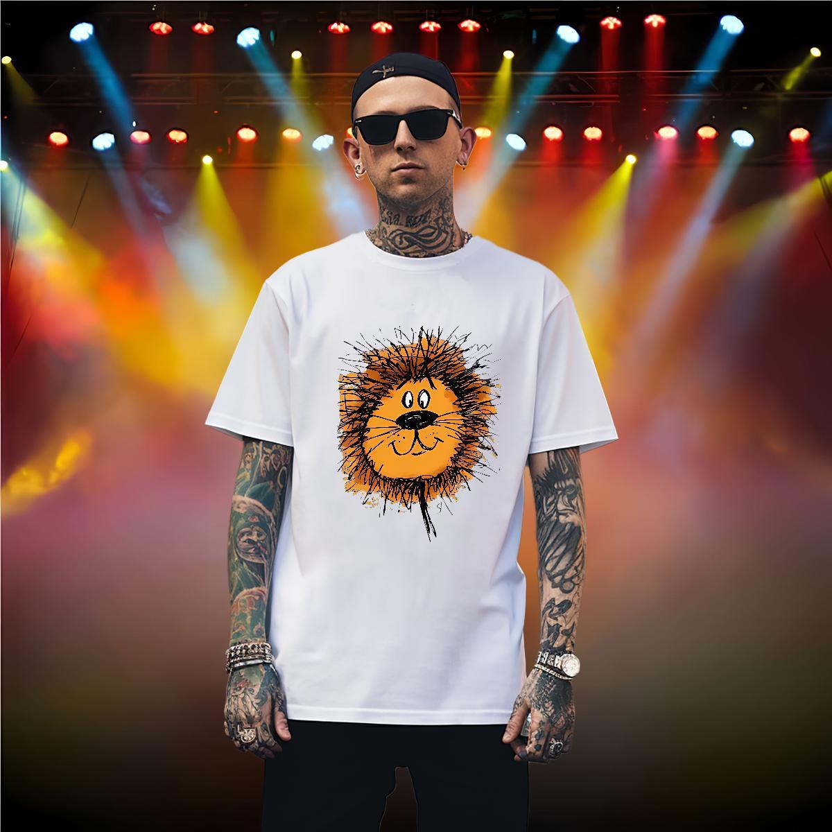 High Quality T shirt lion Pure Cotton Street Skull 100% Cotton 230g Couples T Shirts Classic Polos