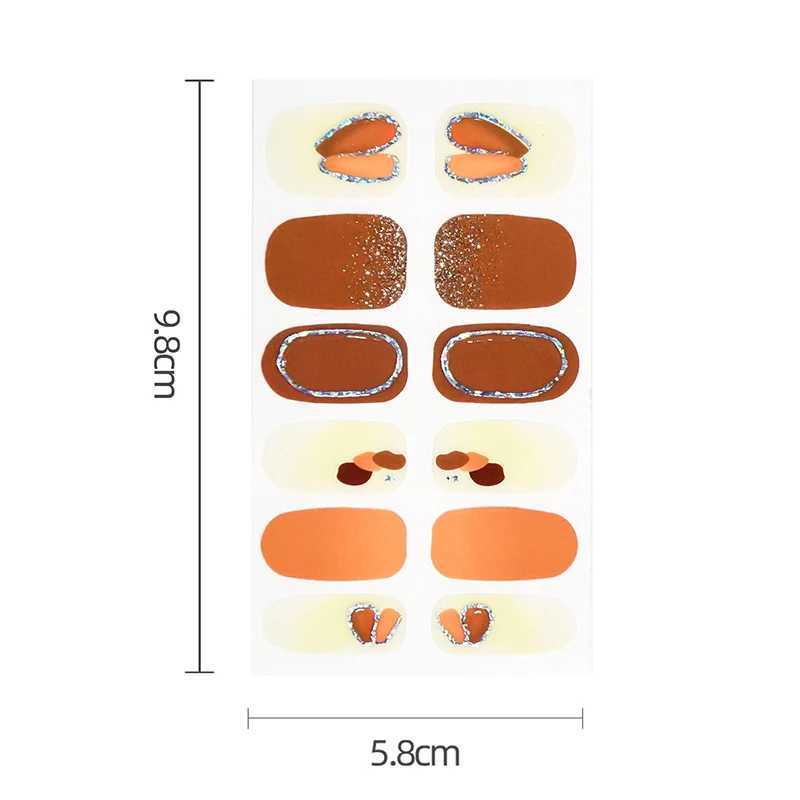 12 Tips Gel Nail Sticker Foil Glittering Nail Art Stickers Self-Adhesive Simple Gel Full Nail Wraps DIY Nail ArtXJ240814