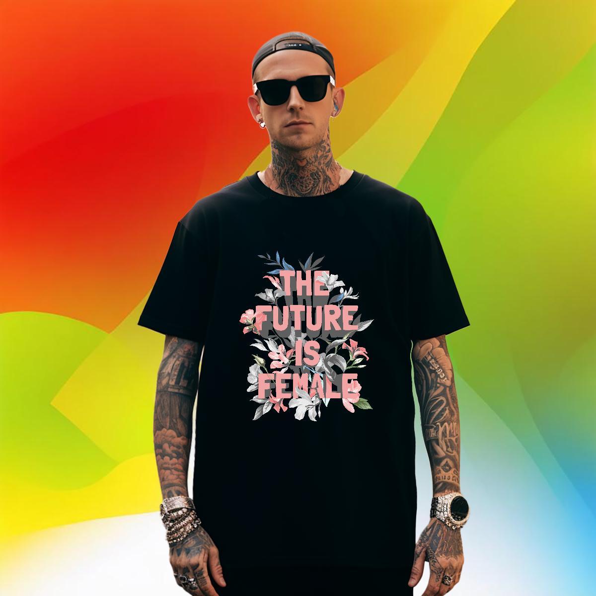 TOP Quality Couples T Shirts Sport 100% Cotton 230g DIY Breathable Short Sleeve flower T shirt Fashion New Top Tees