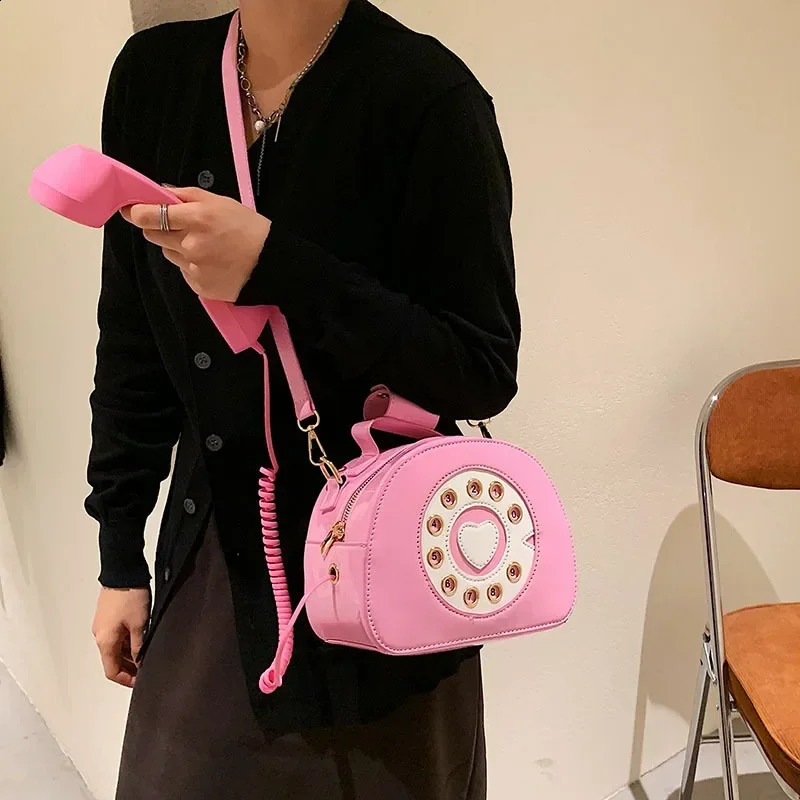 Stylish Women Telephone Shaped Crossbody PU Leather Shoulder Bag Female Casual Handbag Shopping Street School Satchel Tote Purse 240814Z