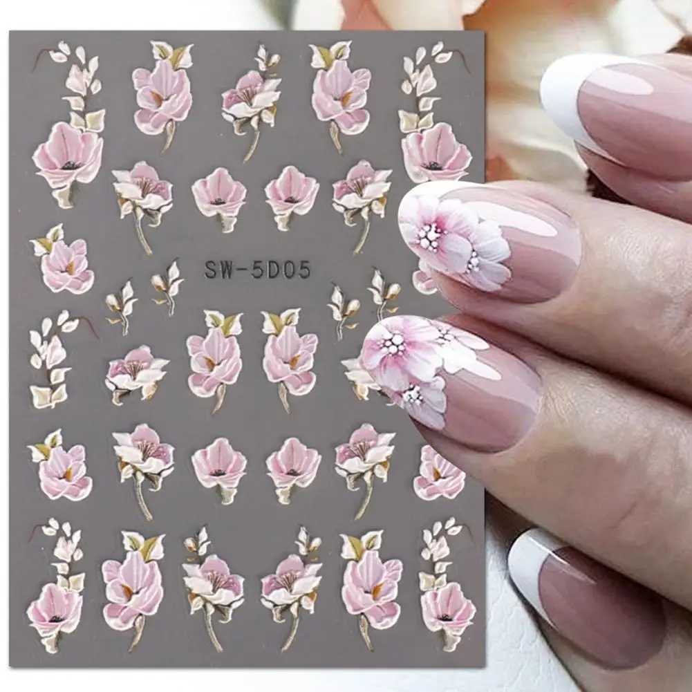 Nail Art Sticker 5D Relief Self-Adhesive DIY Nail Art Patch Spring Summer Sunflower Floral Pattern Manicure Decal Nail SalonXJ240814