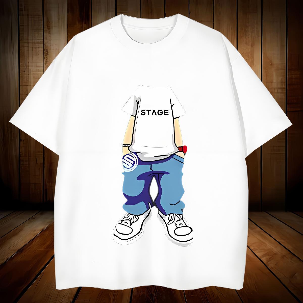 T-Shirts for Men 100% Cotton 230g character Summer Casual Short Sleeve O-Neck Skull Tshirts 2024 DIY Brand Tops Shirt