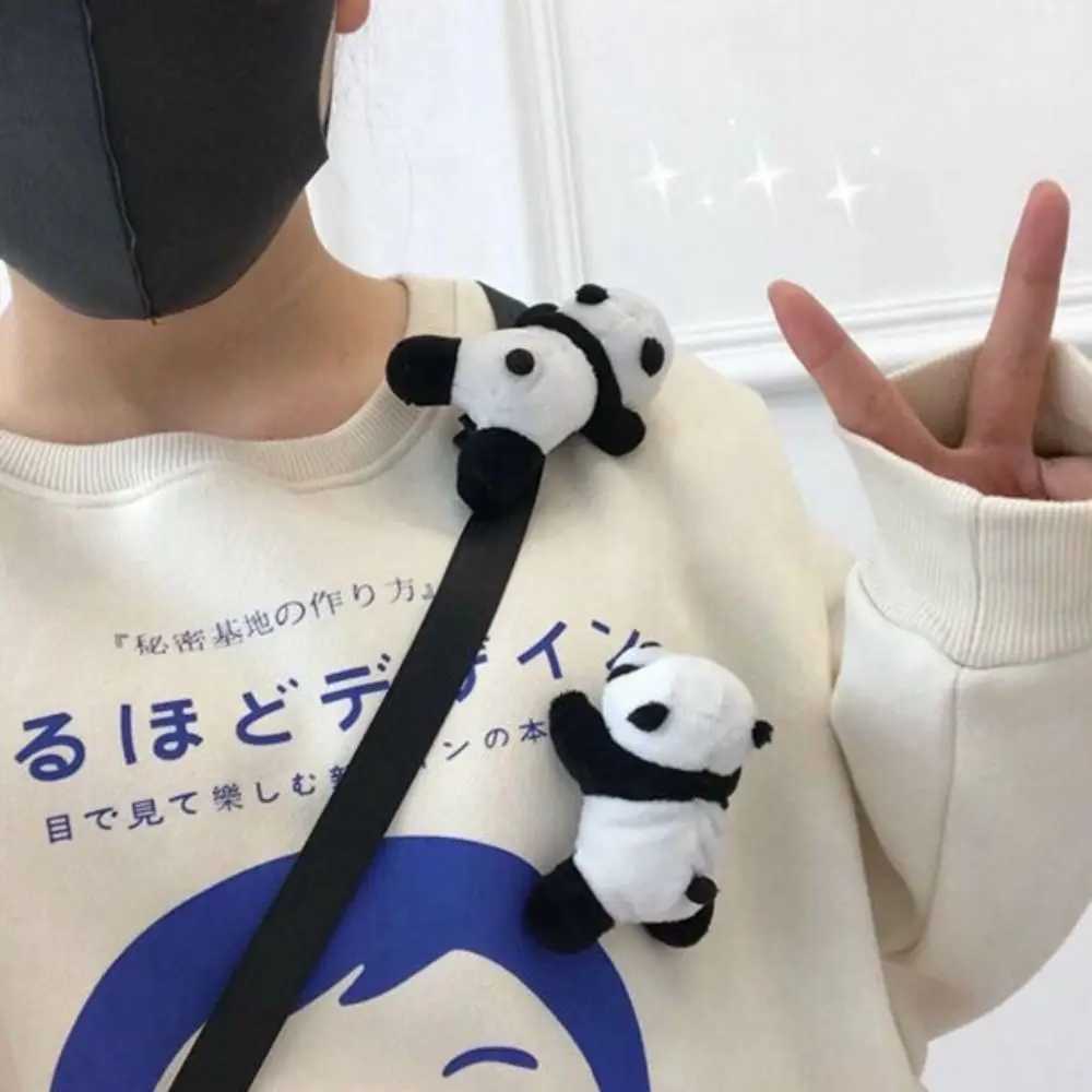 Soft and cute panda hat pin cartoon toy Kawaii plush stuffed panda doll brooch lapel animal plush badge bag W240815