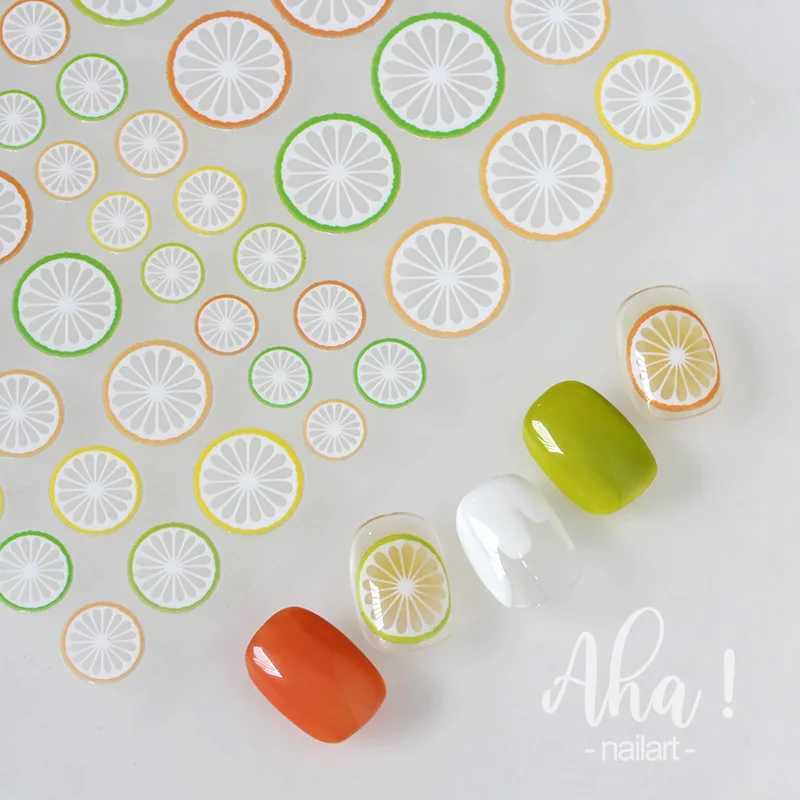 Summer Nail Art Stickers Cherry Fruit Lemon Decals Self Adhesive DIY Decals Nail Art Decoration Slider Manicure AccessoriesXJ240814