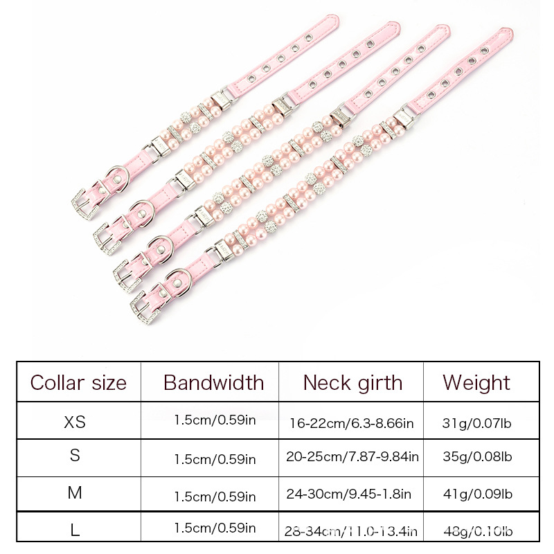 2026 New Luxury Dog Small Medium Dogs, Pearl Cat Collar PU Leather Female Necklace With Crystal Diamond Rhinestone Jewlled For Dogs Wedding