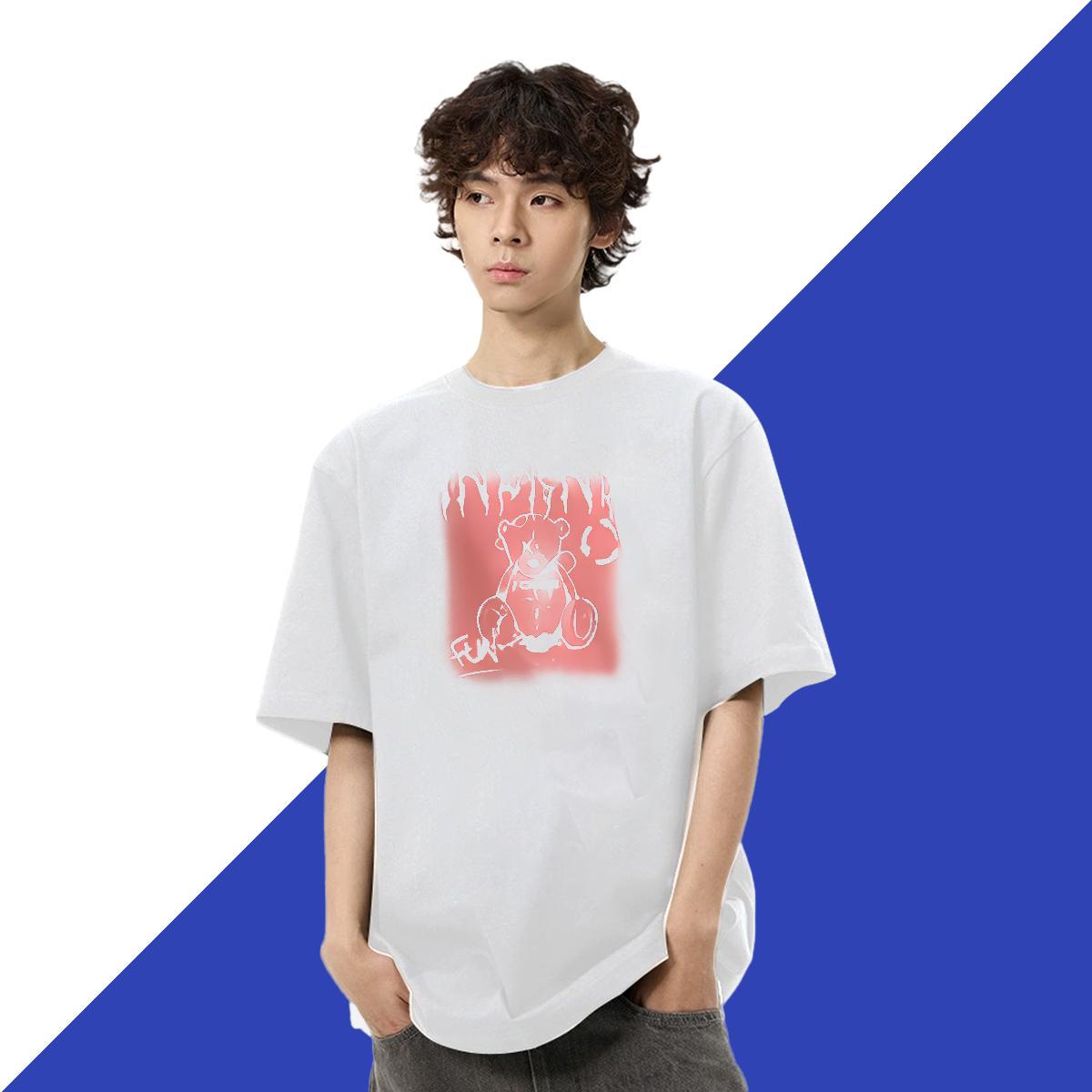 Designer Couples T Shirts Casual Beach 230g 100% Cotton Customized Breathable bear T-Shirts for Men Fashion Designer Tees