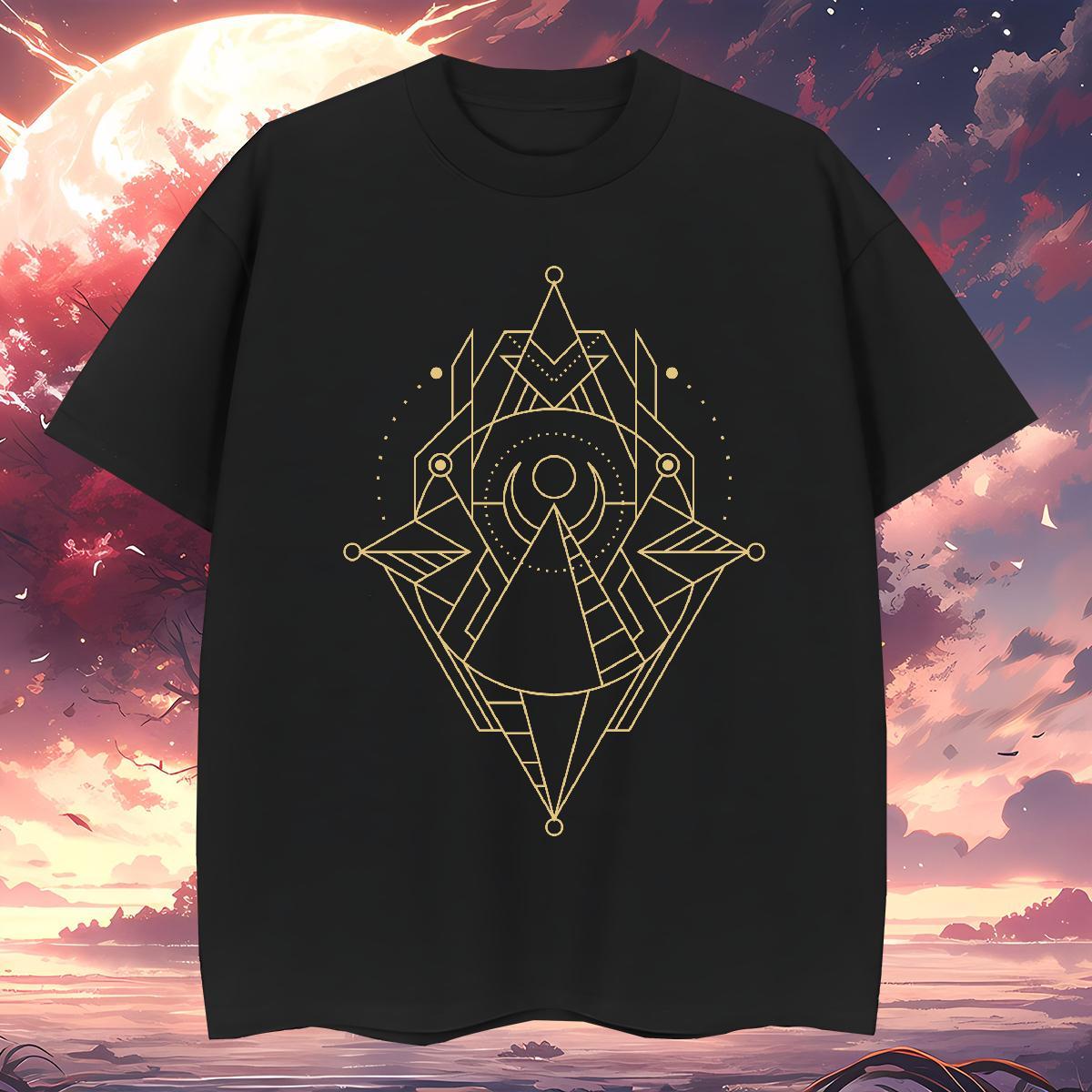Man T Shirts 230g Pure Cotton Geometric line Summer Casual Crew Neck Oversized Men Clothes T-Shirt 2024 Summer Cool Design Wear
