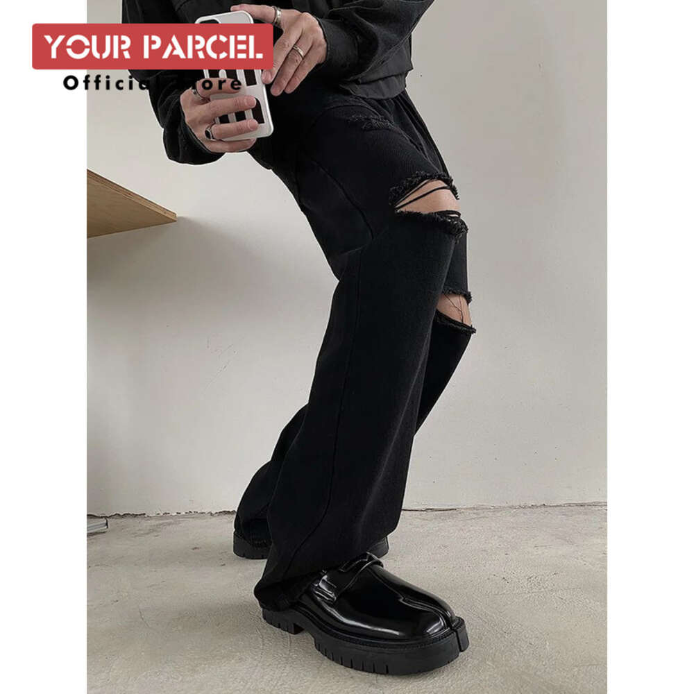 Split Toe Horseshoe For Men's Thick Sole Lefu Tabi Patent Korean Version Trend Casual Leather Shoes 241117