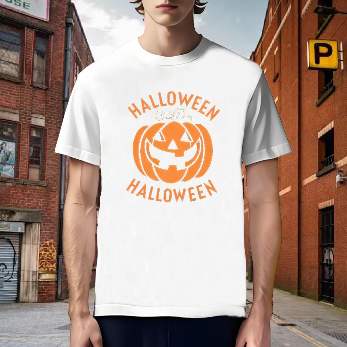 Loose Fit T Shirts Men pumpkin Round Neck Short Sleeve Daily Outfit DIY Anime 230g Cotton Couples T Shirts Custom Tees