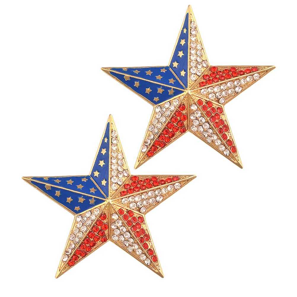 2 pieces of American flag brooch creative alloy badge clothing prop decoration Rhinestone national small gift W240815