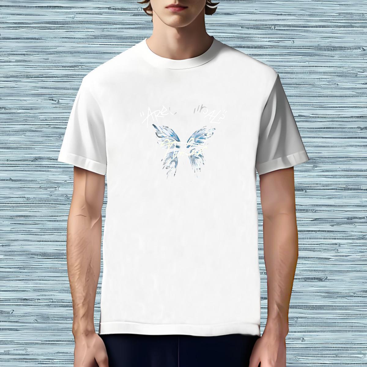 Popular Men T Shirts Butterfly Pure Cotton Spring Summer DIY Printed 100% Cotton 230g Men Tees Brand Polos