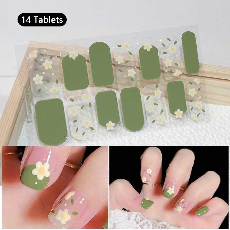 Lily Flower Full Cover Nail Stickers Long-Lasting Self-Adhesive Summer Nail Polish Wraps Manicure Nail Art Making AccessoryXJ240814