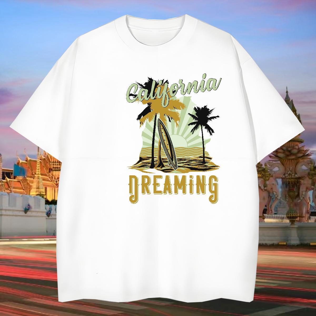 Men T Shirts 230g 100% Cotton tree Casual Beach Short Sleeve Soft White Plus Size Mens Tshirts Fashion TOP Quality Top Tees