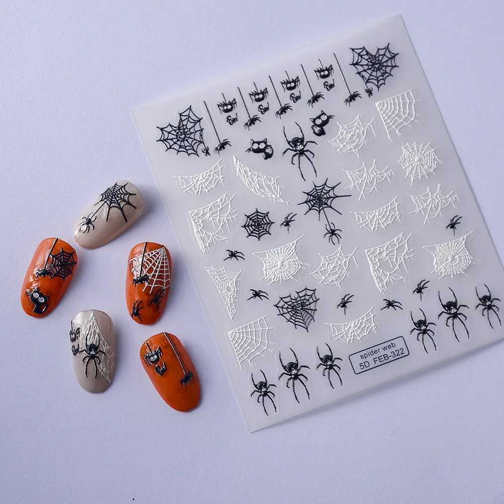 2023 Glowing In The Light Happy Festival Diy Manicure Design Self Adhesive Spider Halloween Nail Art StickerXJ240814