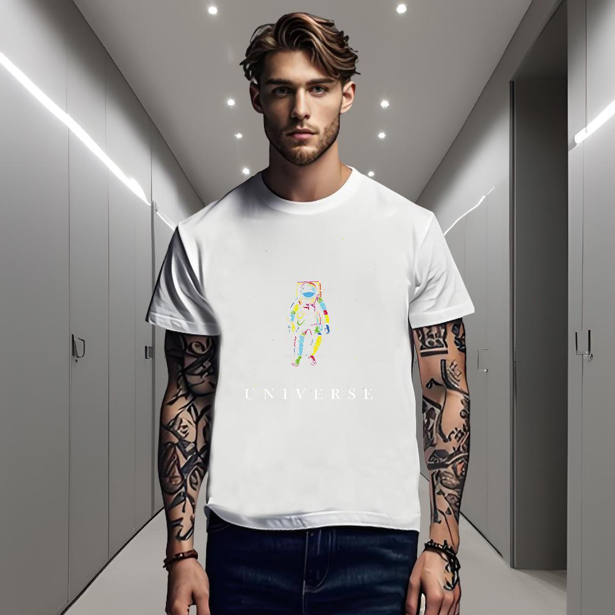 Man T Shirts 230g 100% Cotton cosmonaut Beach Round Neck Short Sleeve Oversized Men Tops Tees Fashion Brand Tshirts