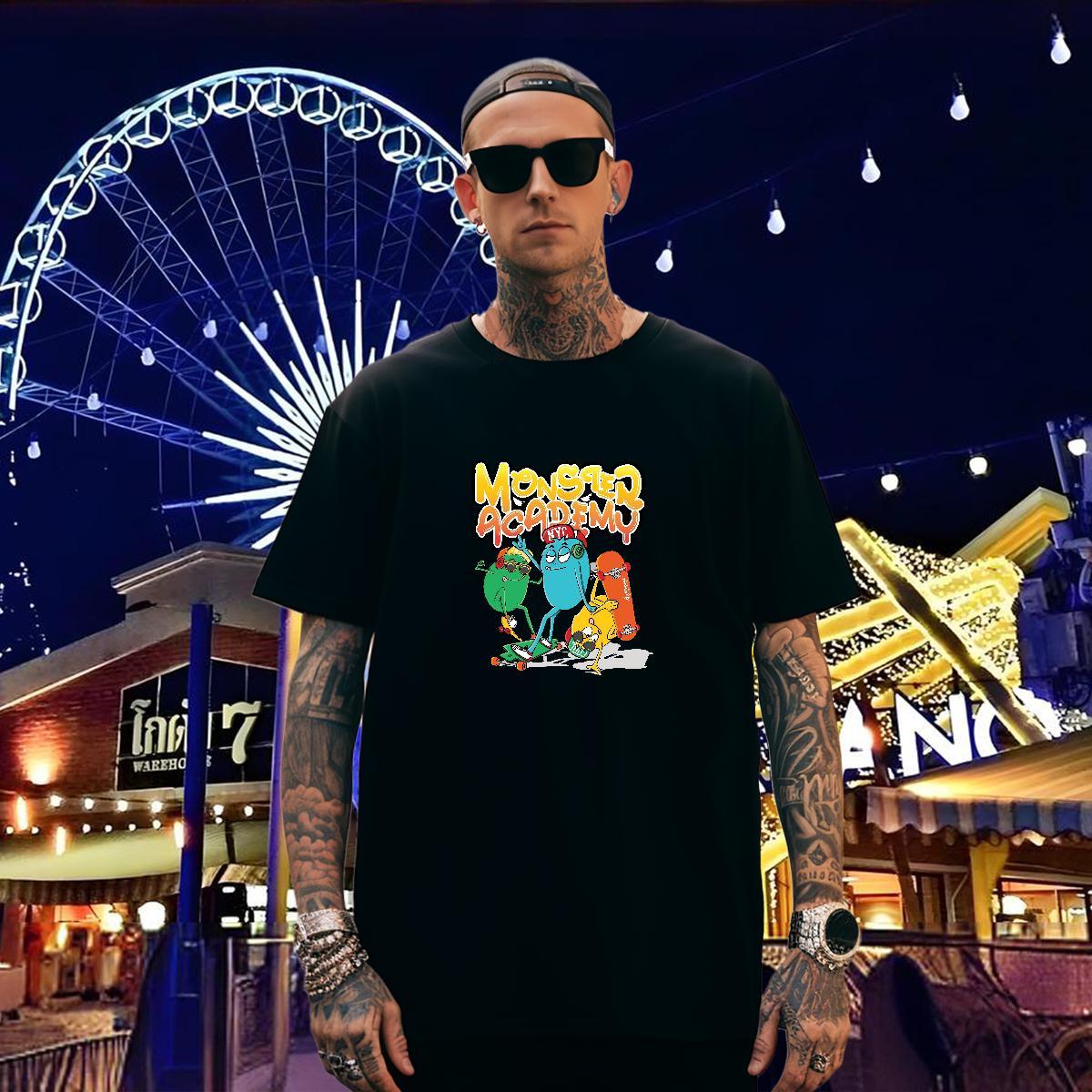 T-Shirts for Men 230g 100% Cotton plush Hip Hop Breathable Crew Neck Anime Print Men Tees New Brand Clothings