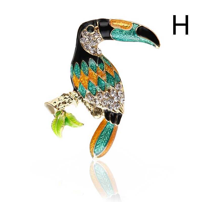 Multi colored bird brooch female flamingo phoenix Mandarin duck animal brooch jewelry accessories enamel crystal bird brooch W240815