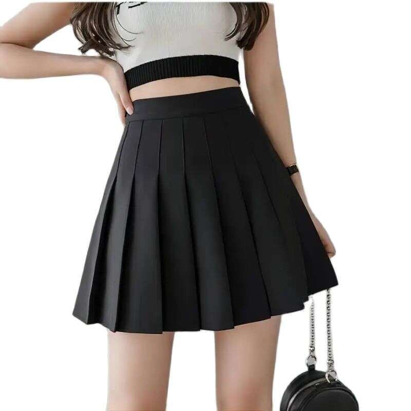 women's 2024 pleated summer high waisted zipper girl dancing JK mini skirt fashion student A-line Faldas