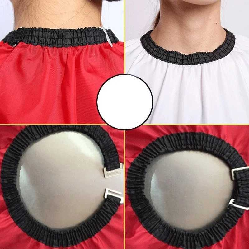 Professional barber opens the collar and releases the bag. Barber cloth bag protects the dress apron and hair salon accessories W240814