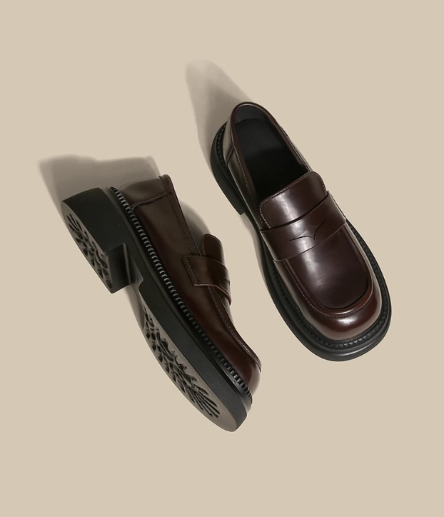 Women Shoes Leather Shoes Fashion Simple Style Lofter Shoes Black Free shipping