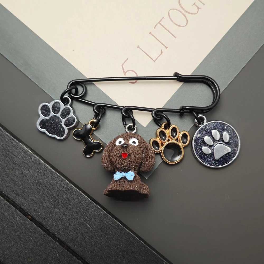 Resin Teddy Dog Animal Brooch Stone Womens Brooch Neo Gothic Jewelry Gift W240815