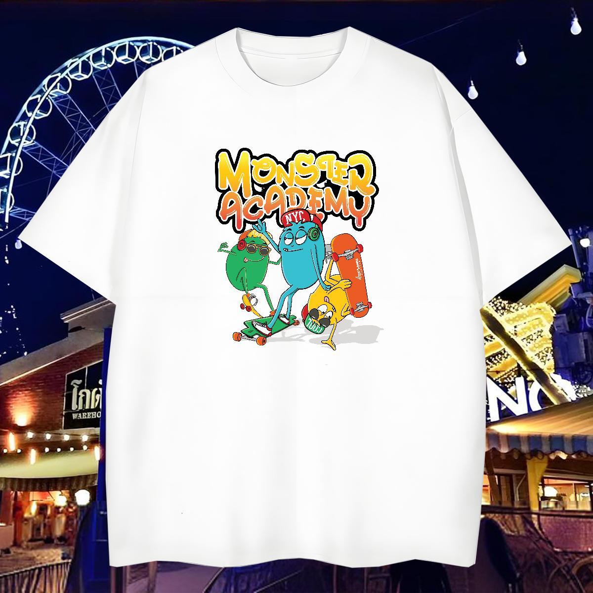 T-Shirts for Men 230g 100% Cotton plush Hip Hop Breathable Crew Neck Anime Print Men Tees New Brand Clothings