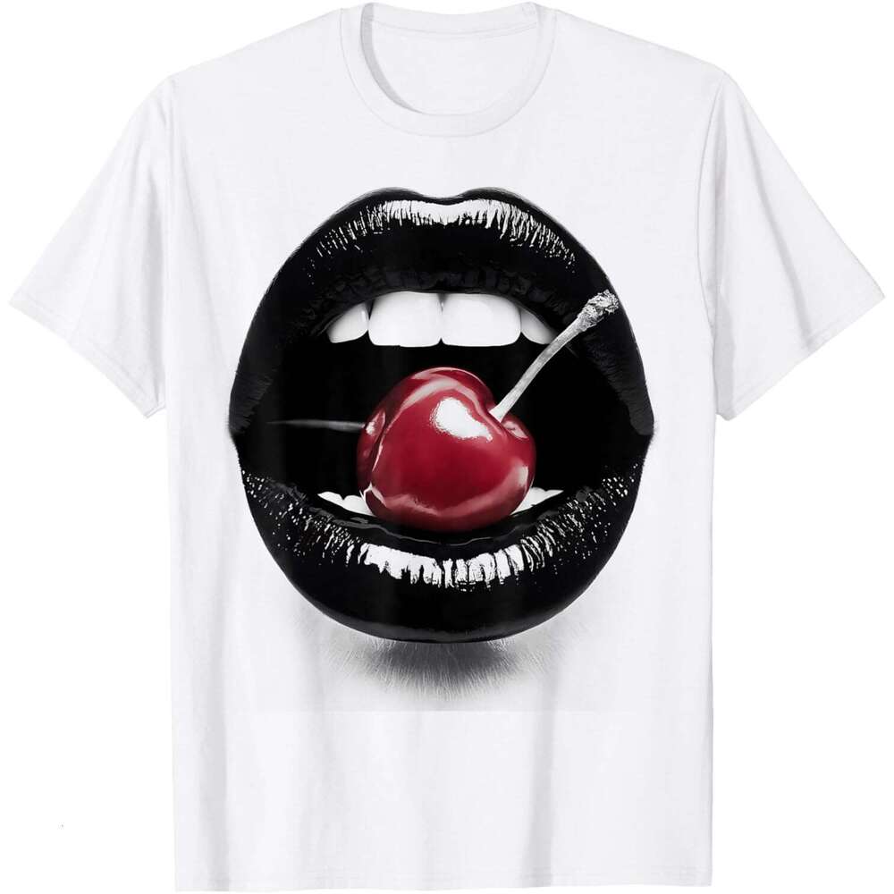 2025S Fashion Designer T Shirt For Mens Womens Cherry Lips T Shirt Shirts Tshirt Graphic Tee Casual Tops Clothes Short Sleeve