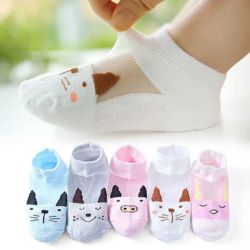 5 pairs/batch of summer childrens socks thin comfortable breathable baby socks cotton mesh childrens socks boys and girls aged 0-12 years old W240814