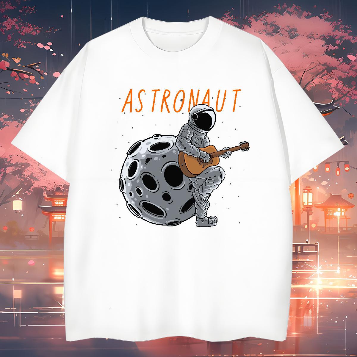 T Shirts Men 230g Cotton universe Beach Round Neck Short Sleeve Black Oversized Men Tshirts DIY Brand Wear