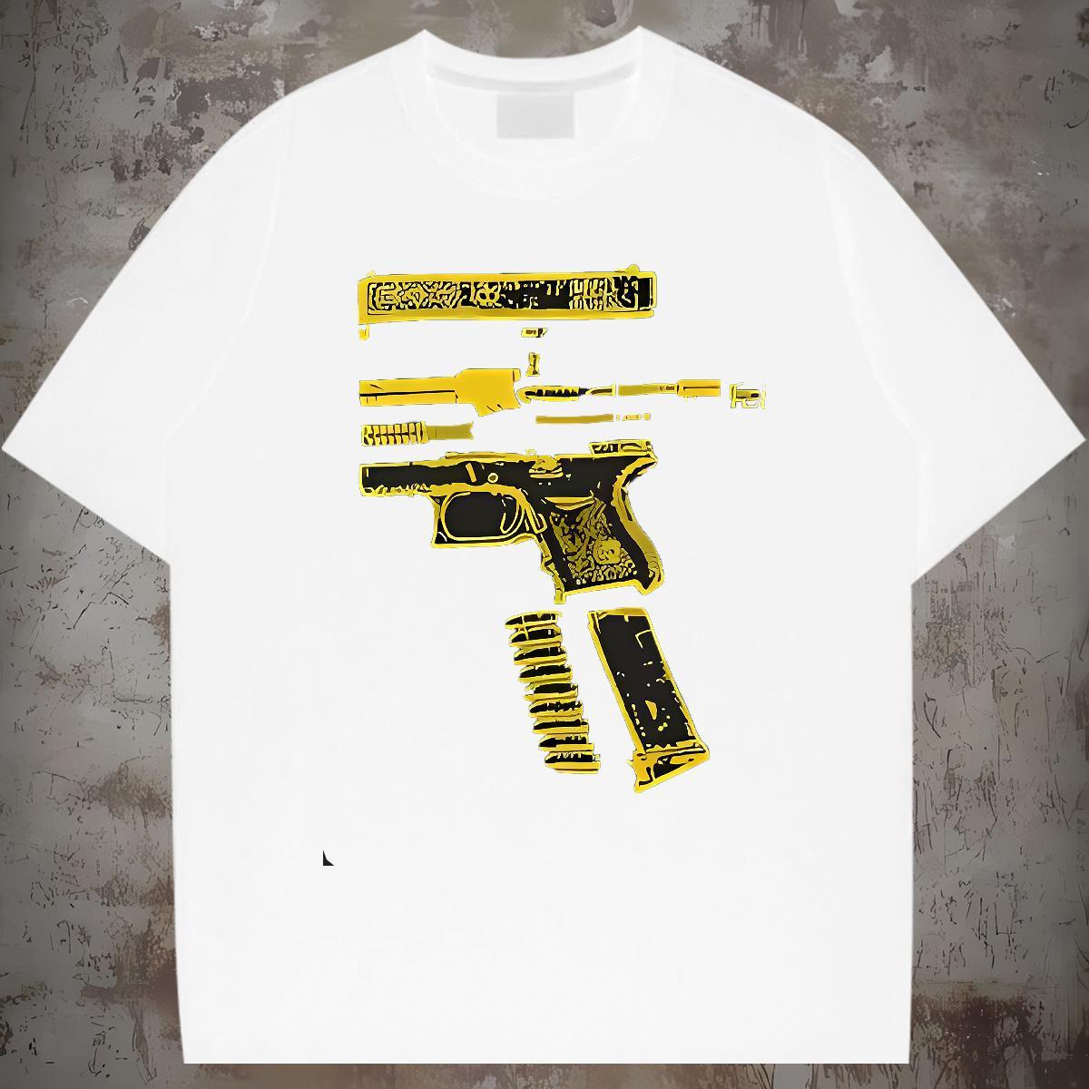Unisex pistol Man T Shirts Spring Summer Men Clothes T-Shirt 230g Cotton Designer O-Neck Short Sleeve Oversized 4XL Tops