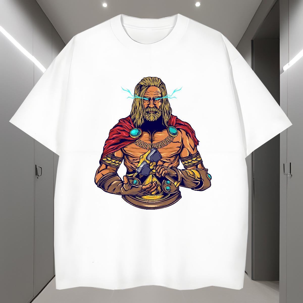 T-Shirts for Men 230g 100% Cotton portrait Street wear Hip Hop Crew Neck Custom Cartoon Mens Tshirts DIY Unisex Tops Tees