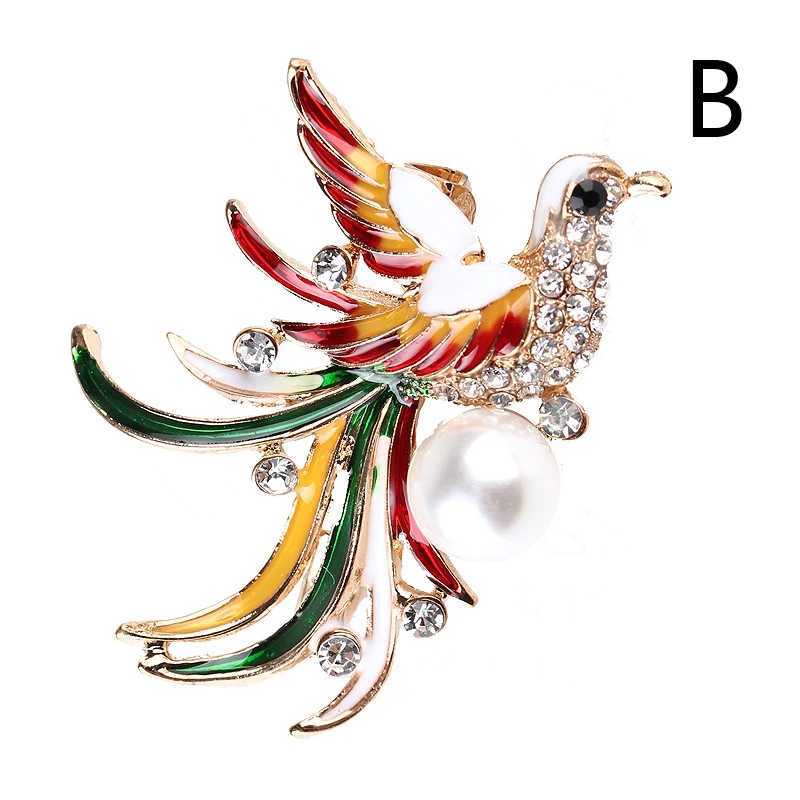 Multi colored bird brooch female flamingo phoenix Mandarin duck animal brooch jewelry accessories enamel crystal bird brooch W240815